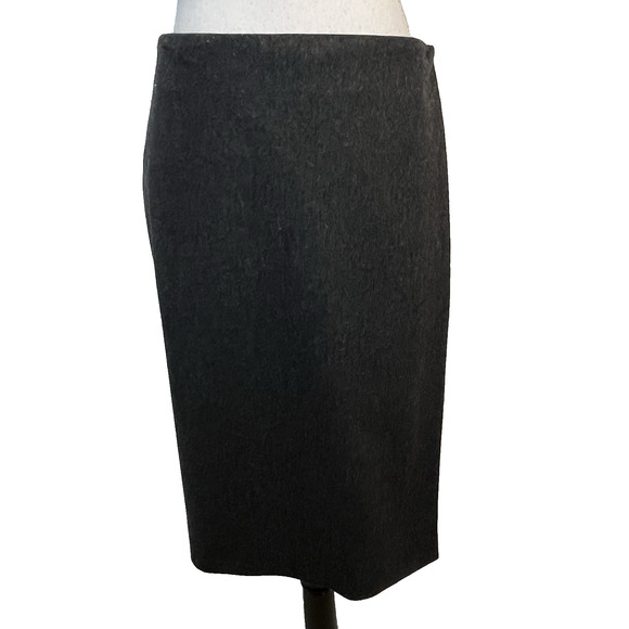 Brooks Brothers 346 Skirt Women's Size 14 Gray Wool Faux Wrap A-Line Knee-Length - Picture 1 of 6